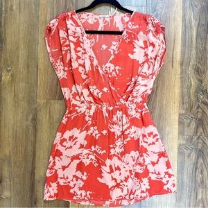 Urban Outfitters Kimchi Blue silk coral floral wrap dress